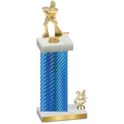 Accented Single Blue Carbon Fiber Year Hockey Trophy