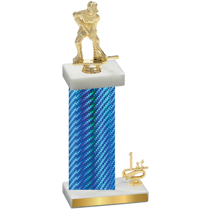 Accented Single Blue Carbon Fiber First Place Hockey Trophy