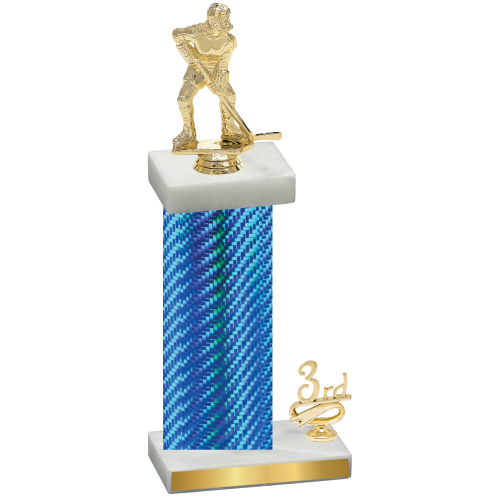 Accented Single Blue Carbon Fiber Third Place Hockey Trophy