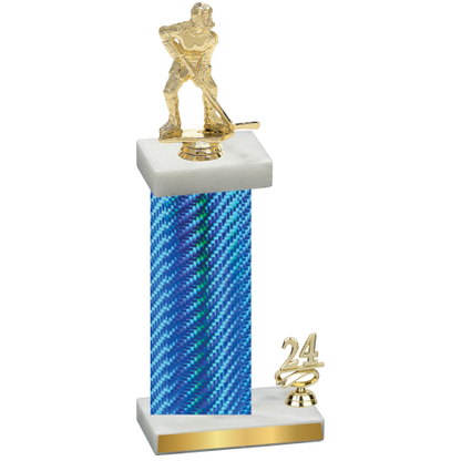 Accented Single Blue Carbon Fiber Year Hockey Trophy