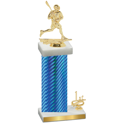 Accented Single Blue Carbon Fiber First Place Lacrosse Trophy