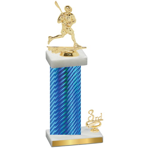 Accented Single Blue Carbon Fiber Third Place Lacrosse Trophy