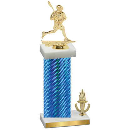 Accented Single Blue Carbon Fiber Victory Lacrosse Trophy