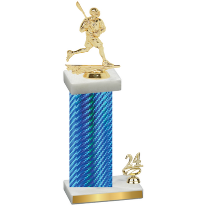 Accented Single Blue Carbon Fiber Year Lacrosse Trophy