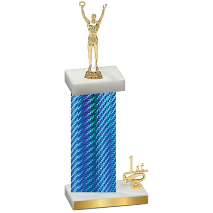 Accented Single Blue Carbon Fiber First Place Victory Trophy