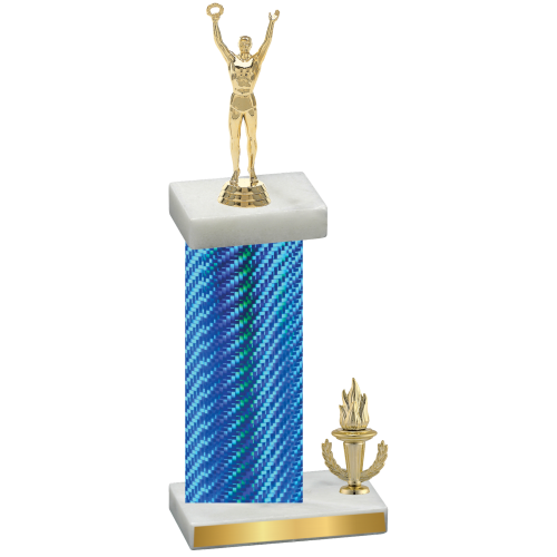 Accented Single Blue Carbon Fiber Victory Victory Trophy