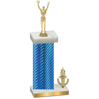 Accented Single Blue Carbon Fiber Victory Victory Trophy