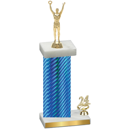 Accented Single Blue Carbon Fiber Year Victory Trophy