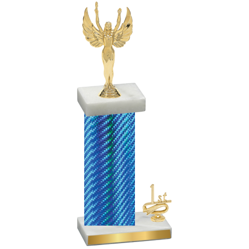 Accented Single Blue Carbon Fiber First Place Victory Trophy