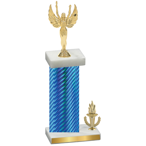 Accented Single Blue Carbon Fiber Victory Victory Trophy