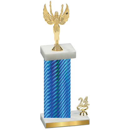 Accented Single Blue Carbon Fiber Year Victory Trophy