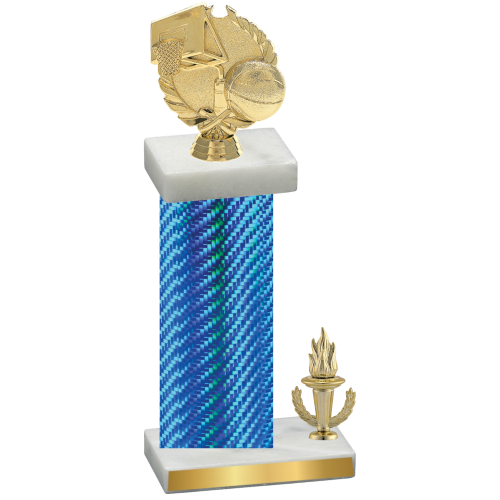 Accented Single Blue Carbon Fiber Victory Basketball Trophy