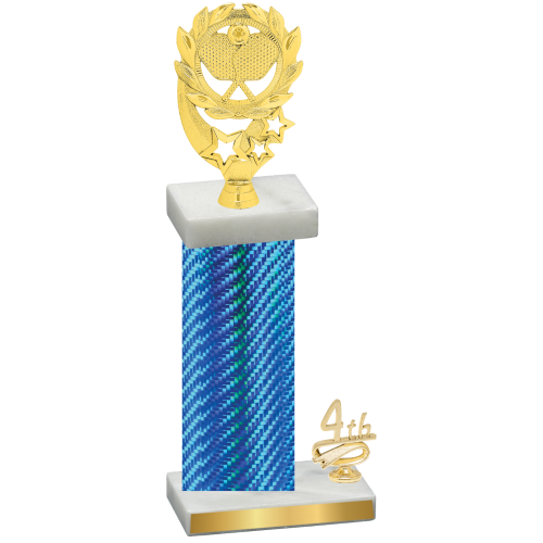 Accented Single Blue Carbon Fiber Fourth Place Pickleball Trophy