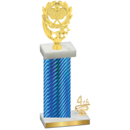 Accented Single Blue Carbon Fiber Fourth Place Pickleball Trophy