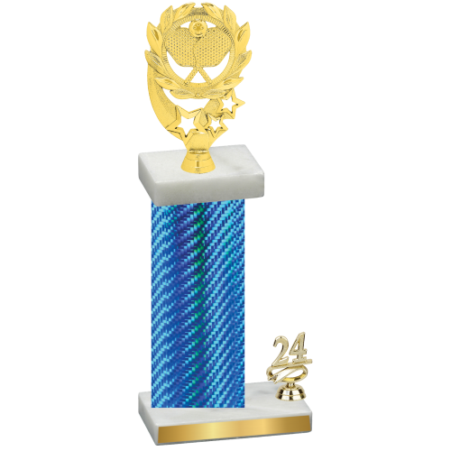 Accented Single Blue Carbon Fiber Year Pickleball Trophy