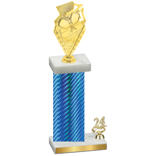 Accented Single Blue Carbon Fiber Year Pickleball Trophy