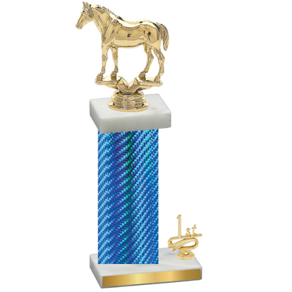 Accented Single Blue Carbon Fiber First Place Horses Trophy