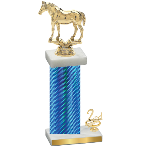 Accented Single Blue Carbon Fiber Second Place Horses Trophy