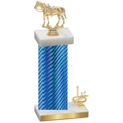 Accented Single Blue Carbon Fiber First Place Horses Trophy