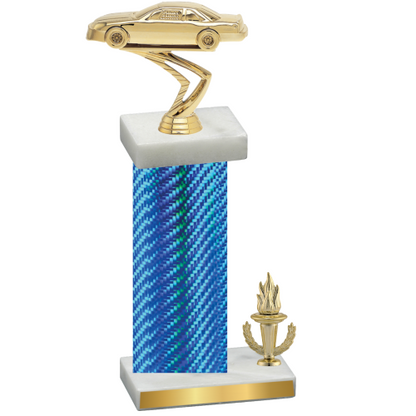 Accented Single Blue Carbon Fiber Victory Cars Trophy