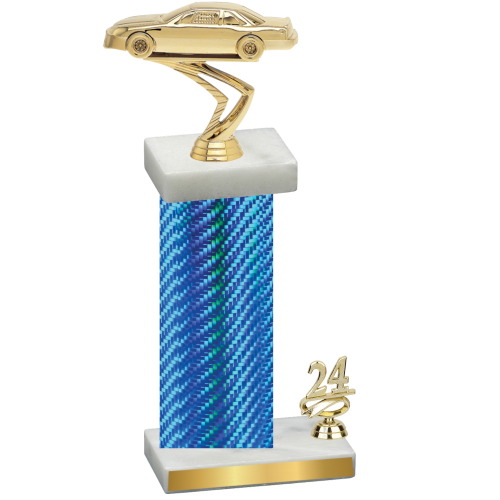 Accented Single Blue Carbon Fiber Year Cars Trophy