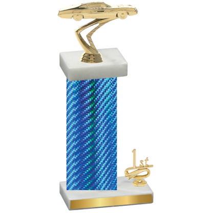 Accented Single Blue Carbon Fiber First Place Cars Trophy