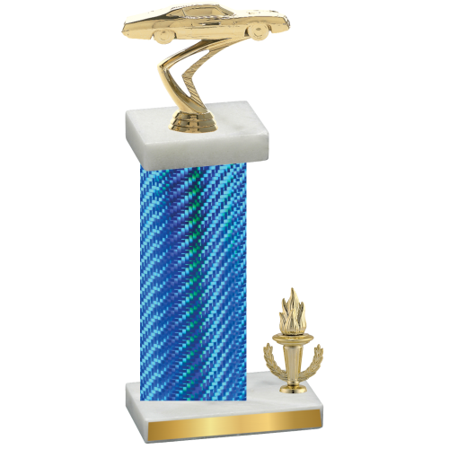 Accented Single Blue Carbon Fiber Victory Cars Trophy