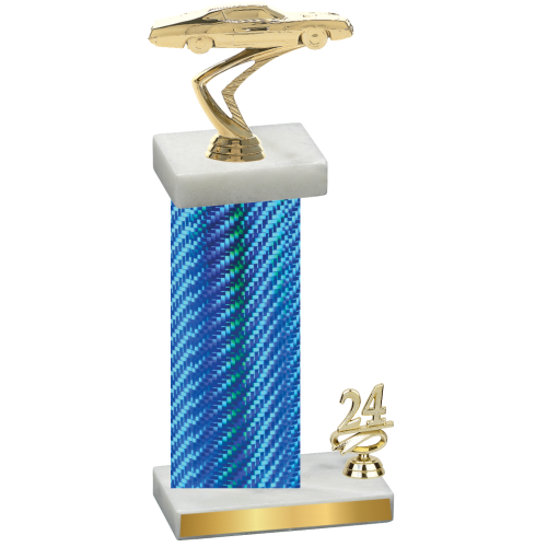 Accented Single Blue Carbon Fiber Year Cars Trophy