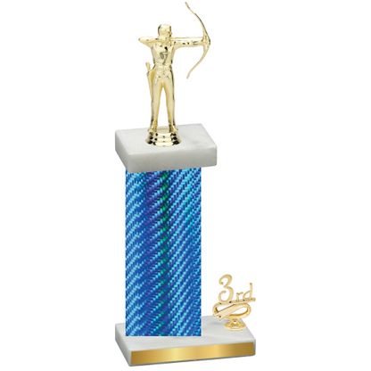 Accented Single Blue Carbon Fiber Third Place Archery Trophy