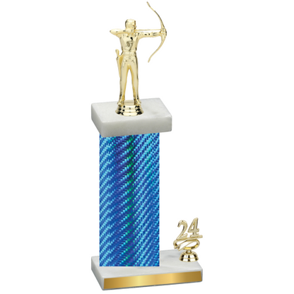 Accented Single Blue Carbon Fiber Year Archery Trophy