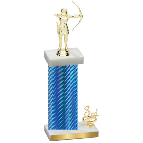 Accented Single Blue Carbon Fiber Third Place Archery Trophy