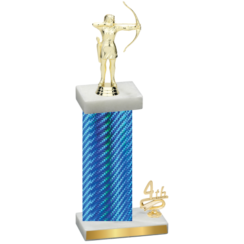 Accented Single Blue Carbon Fiber Fourth Place Archery Trophy