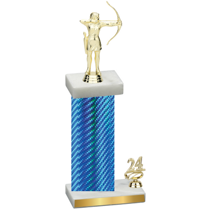 Accented Single Blue Carbon Fiber Year Archery Trophy