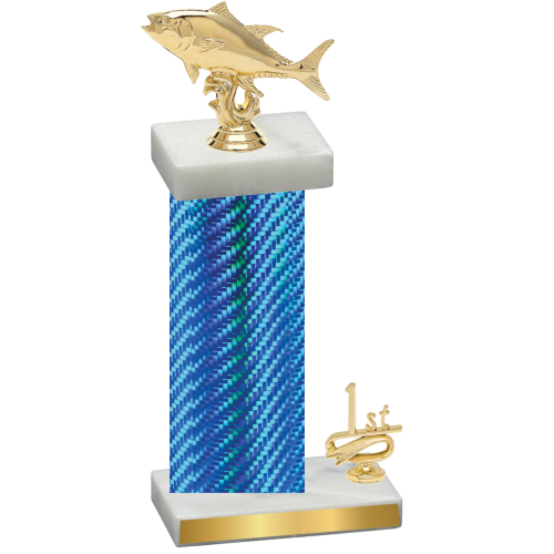 Accented Single Blue Carbon Fiber First Place Fishing Trophy