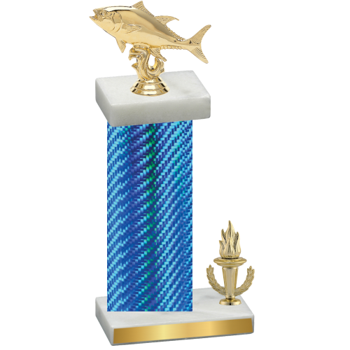 Accented Single Blue Carbon Fiber Victory Fishing Trophy