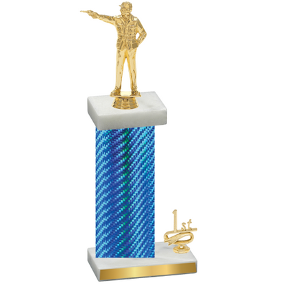 Accented Single Blue Carbon Fiber First Place Shooter Trophy