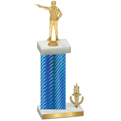 Accented Single Blue Carbon Fiber Victory Shooter Trophy