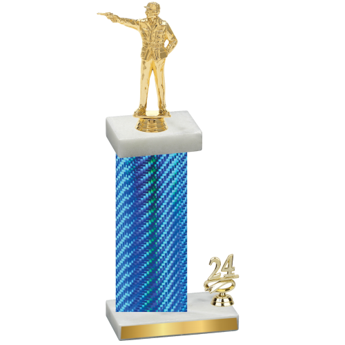 Accented Single Blue Carbon Fiber Year Shooter Trophy