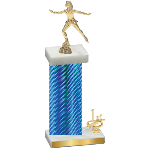 Accented Single Blue Carbon Fiber First Place Skater Trophy