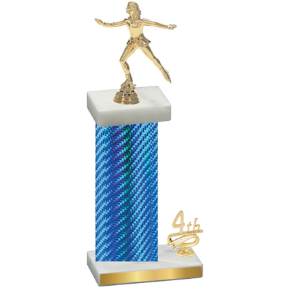 Accented Single Blue Carbon Fiber Fourth Place Skater Trophy