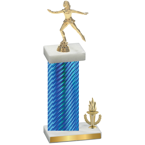 Accented Single Blue Carbon Fiber Victory Skater Trophy