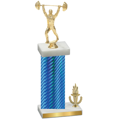 Accented Single Blue Carbon Fiber Victory Weights Trophy