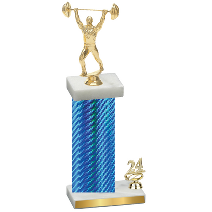 Accented Single Blue Carbon Fiber Year Weights Trophy