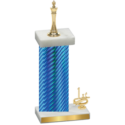 Accented Single Blue Carbon Fiber First Place Chess Trophy