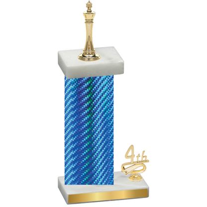 Accented Single Blue Carbon Fiber Fourth Place Chess Trophy