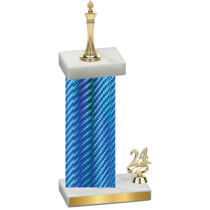 Accented Single Blue Carbon Fiber Year Chess Trophy