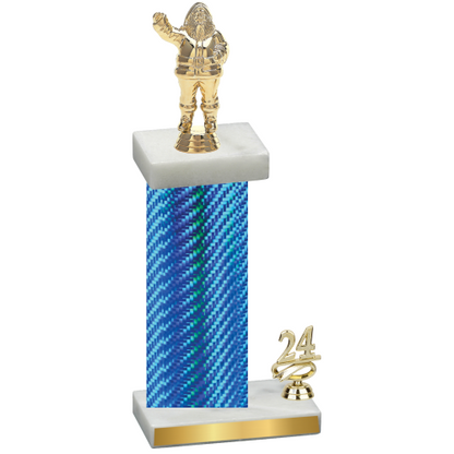 Accented Single Blue Carbon Fiber Year Holiday Trophy