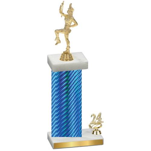 Accented Single Blue Carbon Fiber Year Majorette Trophy