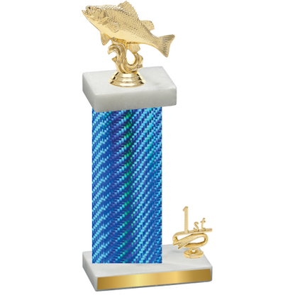 Accented Single Blue Carbon Fiber First Place Fishing Trophy