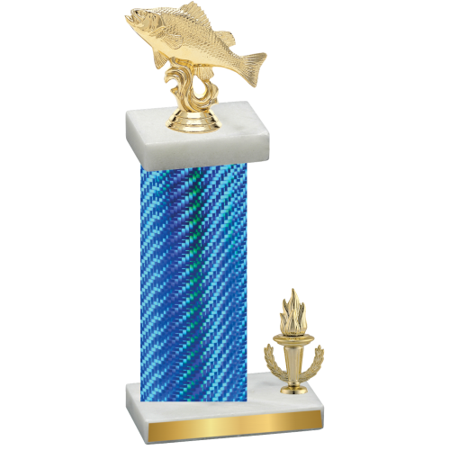 Accented Single Blue Carbon Fiber Victory Fishing Trophy